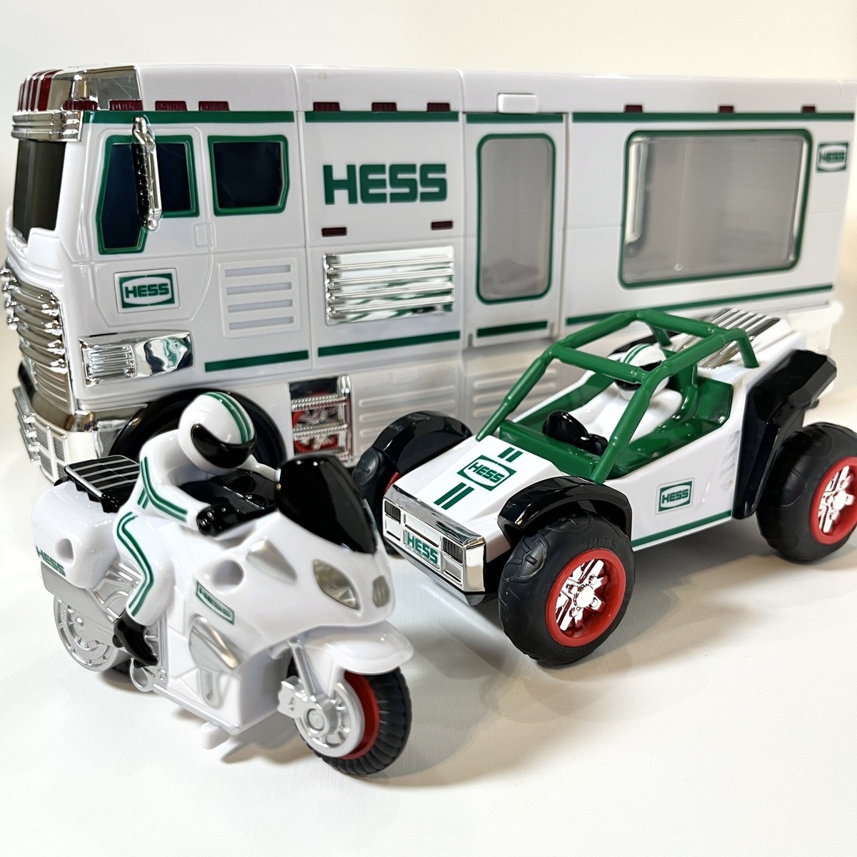 2018 Hess Truck RV Transport w/ ATV and Motorcycle Collectible