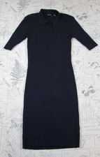 EUC lauren ralph lauren black label ribbed knit navy blue polo dress womens XS