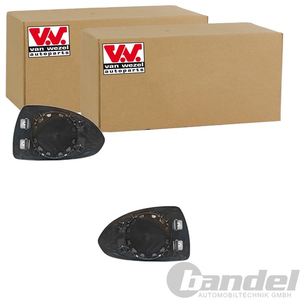 2X VAN Wezel Spiegelglas Beheizbar Passend FüR Opel Corsa Links+Rechts-image