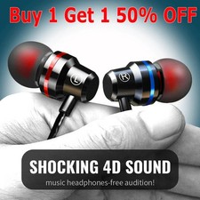Earphones Wired Headphones In Ear High Definition Deep Bass 3.5mm AUX Jack Black