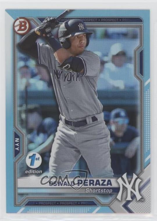 2021 Bowman 1st Edition Sky Blue Foil Oswald Peraza #BFE-50 0y89