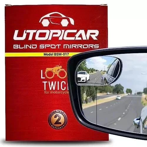 Utopicar Blind Spot Car Mirror - Convex Blindspot Mirrors for 3x Larger Black 