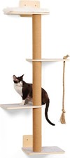 Wall Mounted Cat Tree,50 Inch Tall Wall Cat Tree,4 Tier Cat Climbing Wall She...