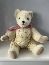 Petit Decamps France Jointed Teddy Bear In Dungarees Soft Plush Toy