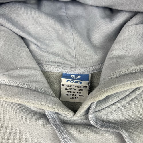 VTG Roxy Hoodie Sweatshirt Womens Large Boxy Gray Ski Skate 90s Y2K Quiksilver - Picture 3 of 9