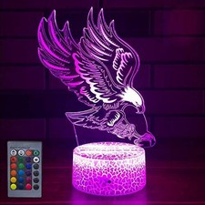 Creative 3D Eagle Night Light 16 Colors Changing USB Power Remote Control Tou...