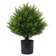 Artificial Topiary Ball Tree 19''T Faux Little Bush Ball Tree UV Resistant Sh...