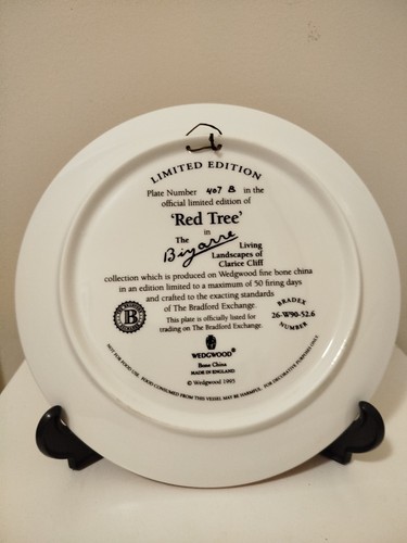 Wedgwood Clarice Cliff Bizarre Series "Red Tree" Collectable Plate In Box - Picture 14 of 16