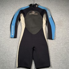 Quiksilver Youth 16 Long Sleeve Shorty Wetsuit Back Zip Black Blue Gray Kids