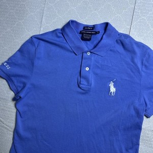 Polo Golf Ralph Lauren Women Blue Performance Polo Shirt M NETJETS Short Sleeve
