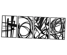  Abstract Metal Wall Art for Home Decor, 2 11x16 Inch x4pcs Black-set of 2