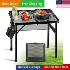 22" Camping Kitchen Table Folding Portable Cook Station  Adjustable Heights
