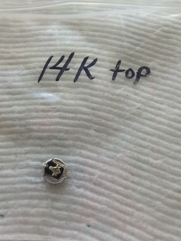 Masonic 14k White Gold Top, Black Enamel