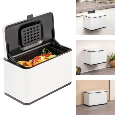 eluno Biomülleimer 3L mit Geruchsfilter, Komposteimer, 3 Montagearten, weiß