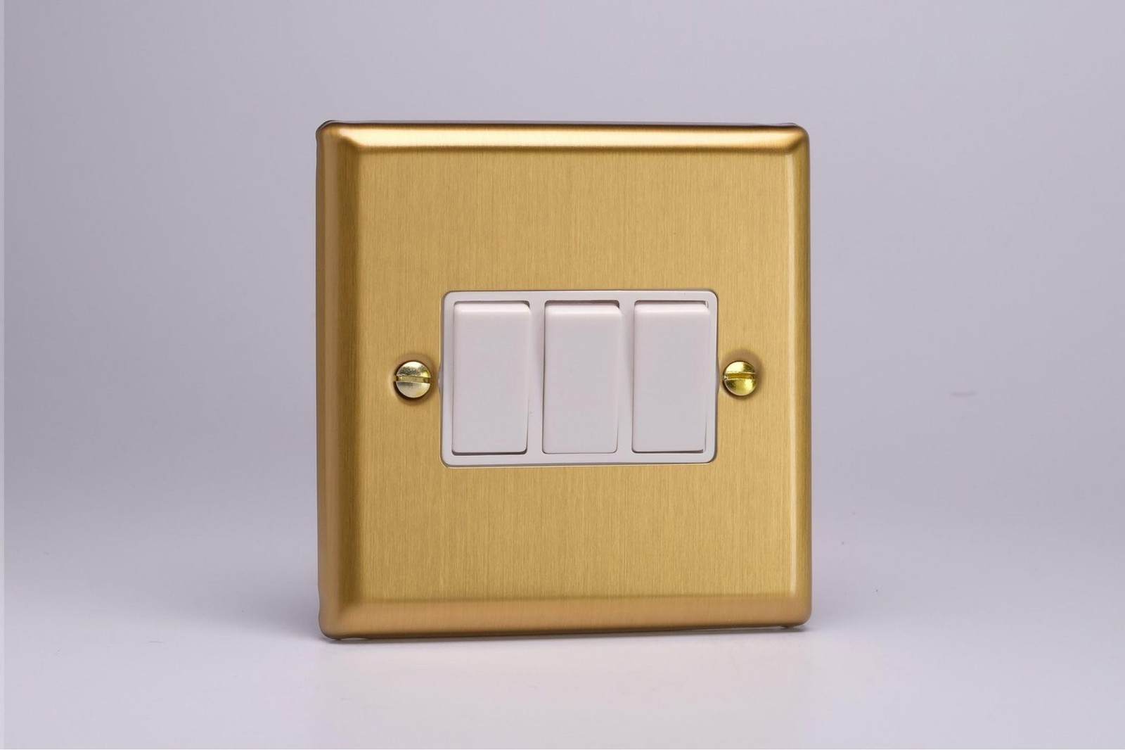 Varilight 3-Gang 10A Rocker Switch - Vintage Brushed Brass Finish