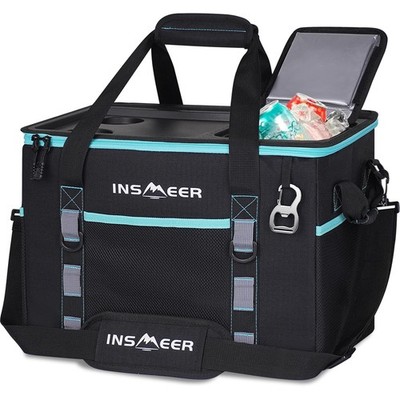 INSMEER Soft Cooler Bag with Hard Shell & 2 Cup Holders, Large, Black