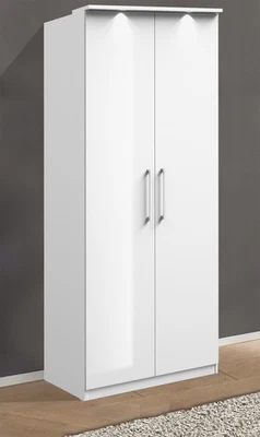 Armoire "Optima" 90 Cm Blanc Brillant 2 Portes Inclus LED - Photo 1/4