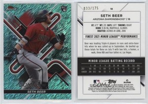 2022 Topps Finest Aqua Shimmer Refractor /175 Seth Beer #18 Rookie RC