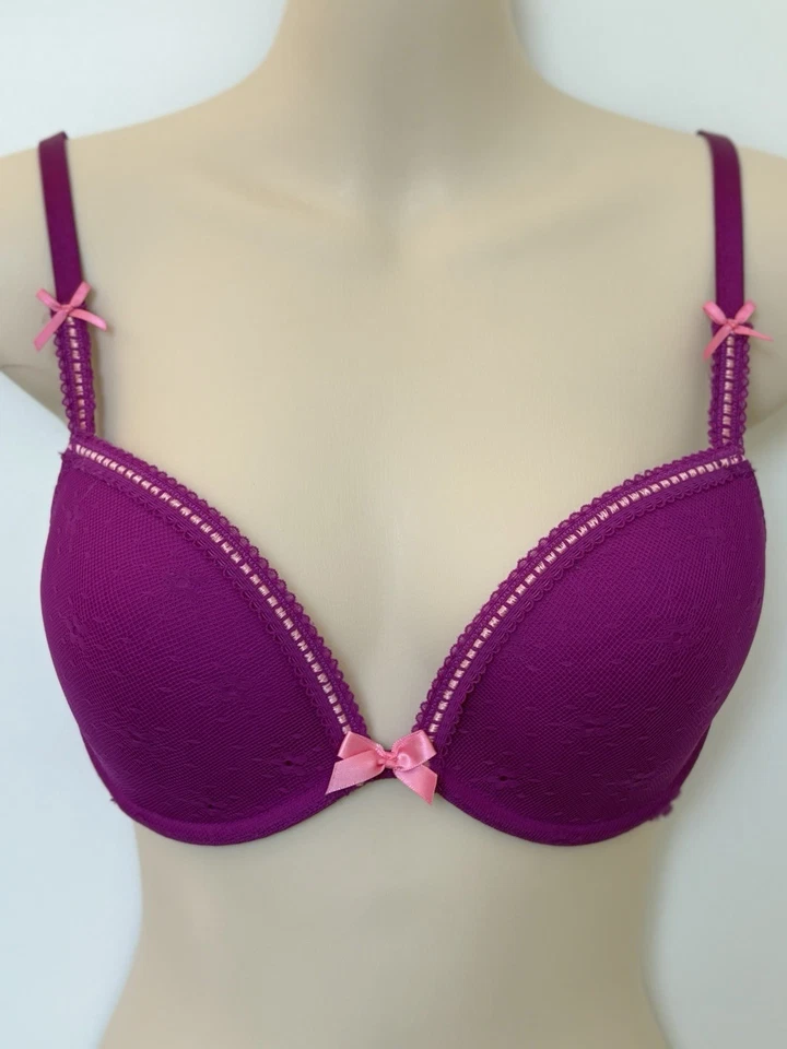 BETSEY JOHNSON Women’s Raspberry Color  Padded Underwire Bra Size 34C - Image 4 of 4