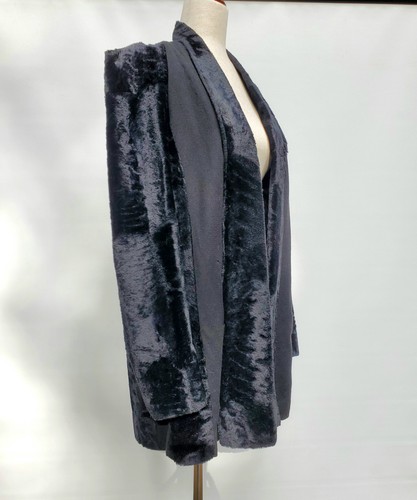 Vintage 1940s Wool Blazer Swing Coat Faux Fur Striped Bauhaus Pinup - Picture 2 of 7