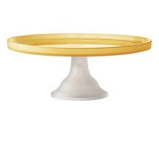 Elle Decor Glass Cake Plate Stand Frosted Glass Pedestal Open Box 