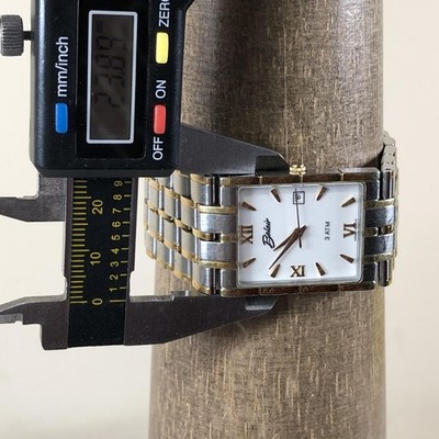 Belair Watch Mens 23mm Rectangular Stainless Steel Two Tone