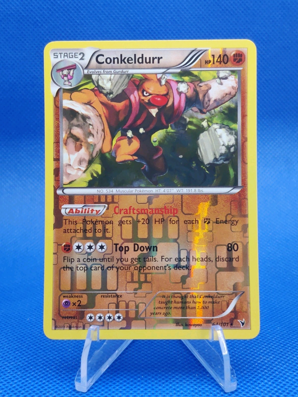 🔵 Pokemon TCG Noble Victories CONKELDURR 64/101 Reverse Holo Rare NM