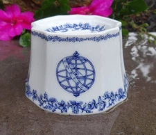 Lovely White/Blue Porcelain Open Salt Dip, Cellar, Dish from PORTUGAL!