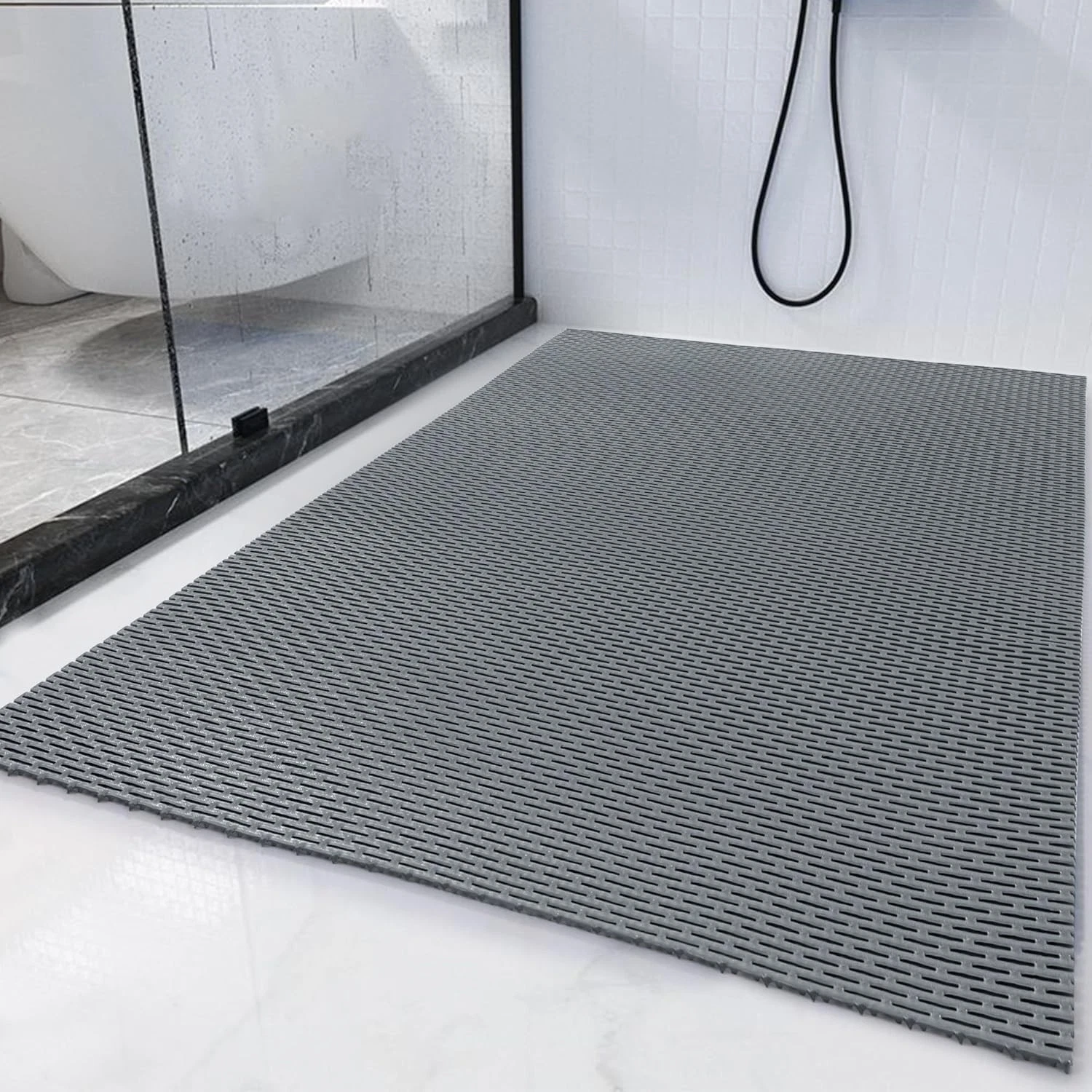 HOMBYS 47 x 32 Extra Large Shower Mat for 47 x 32 (Rectangular), Grey