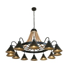 Rustic Farmhouse Pendant Chandelier Dining Room Hemp Rope Ceiling Light Fixture