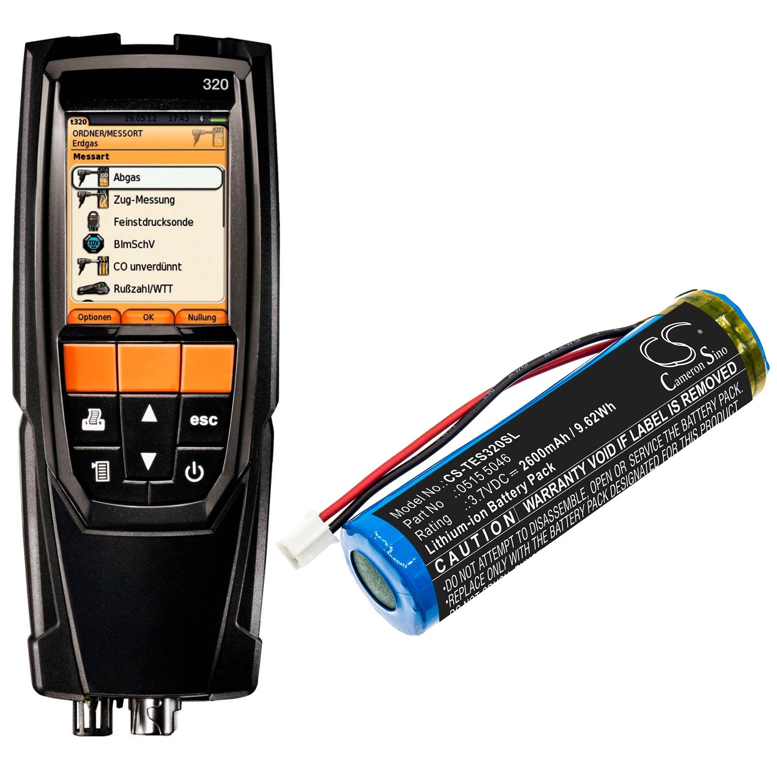 BATTERIE 2600mAh Type 0515 5046 For Testo 320 Combustion Analyzer