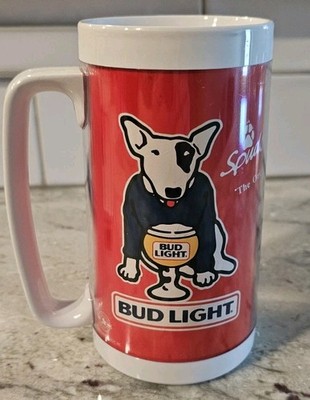 Vintage BUD LIGHT SPUD MACKENZIE Dog THERMO-SERV RED MUG 1980s Party Animal