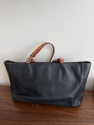 Coach Vintage Black Pebbled Leather Chelsea Bag With Brown Straps