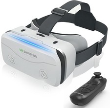 VR Headset for Smartphones 4.7-7 Inch with Bluetooth Controller, Aspheric HD Len