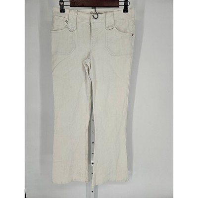Younique Women's White Ribbed Mid-Rise Straight Leg Pants Size 11
