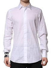 Dolce & Gabbana White GOLD Cotton Men Dress Formal Men's Shirt