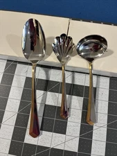 Yamazaki Ramona (3) Serving Utensils Stainless Flatware Gold Accent Patrick