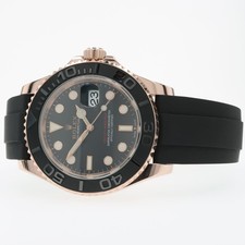 Rolex Yachtmaster Black Dial 18kt Rose Gold Oysterflex Automatic 126655