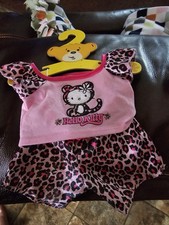 BRAND NEW Build-A-Bear Hello Kitty Pink Leopard Silky Sleepwear Clothes