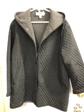 Talbots Woman Black Quilted Lightweight Jacket Zip Close Front Pockets, XL