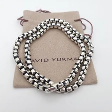 David Yurman 925 Sterling Silver Snap Lock 7mm Box Chain Necklace 26" inch