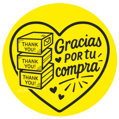 Spanish Thank You Stickers   Gracias por tu Compra, Heart Labels STICKERS