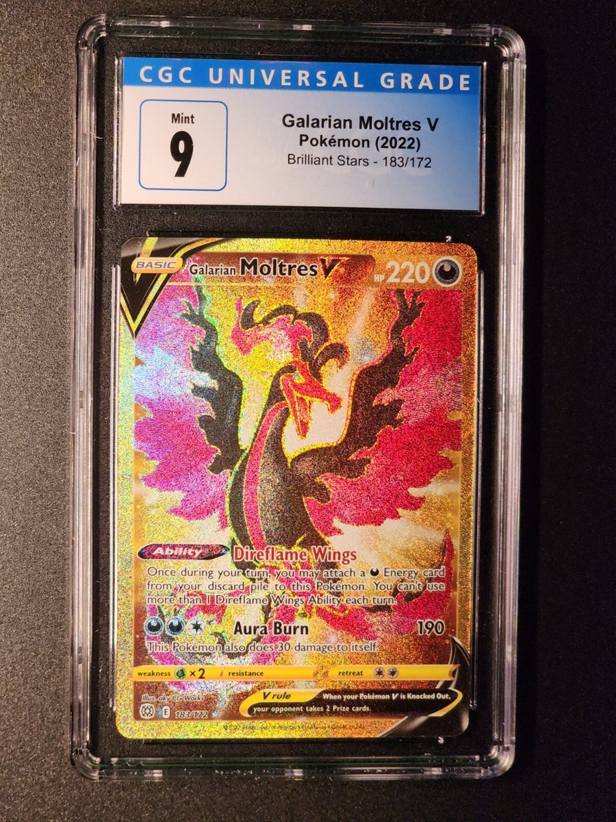 GALARIAN MOLTRES V Gold Secret Rare #183 Pokemon TCG 2022 Brilliant Stars  CGC 9