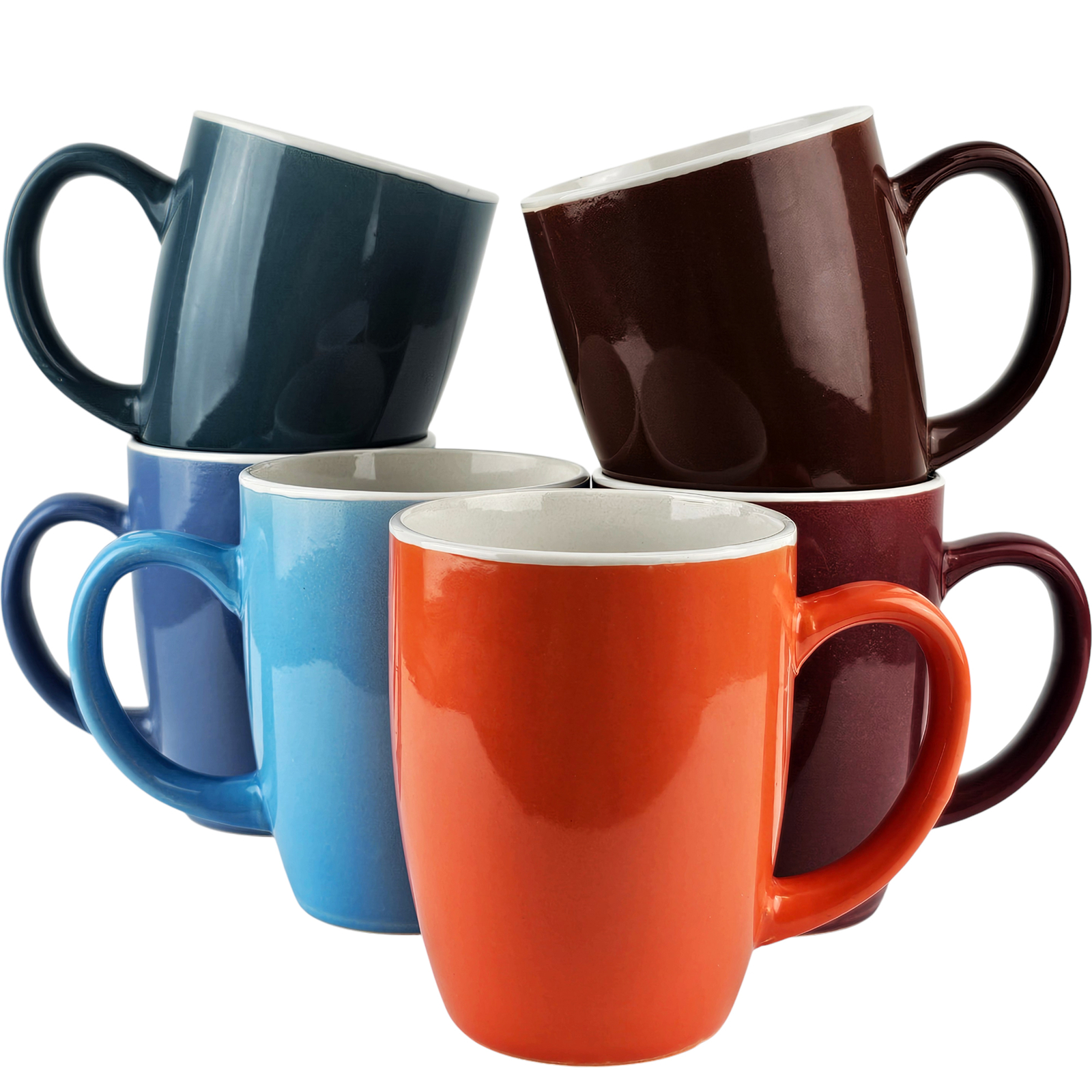 Kaffeetassen 6er Set Kaffeebecher Kaffee Tassen Becher Keramik Bunt 380ml