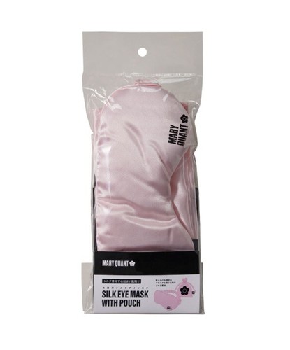 MARY QUANT Travel Silk eye mask with logo drawstring Pink Gowell Japan EXCLUSIVE - Picture 4 of 4