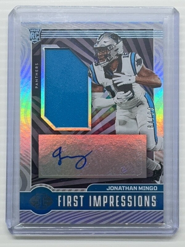 2023 Illusions Jonathan Mingo First Impressions Blue Rookie Jersey Auto RC 84/99
