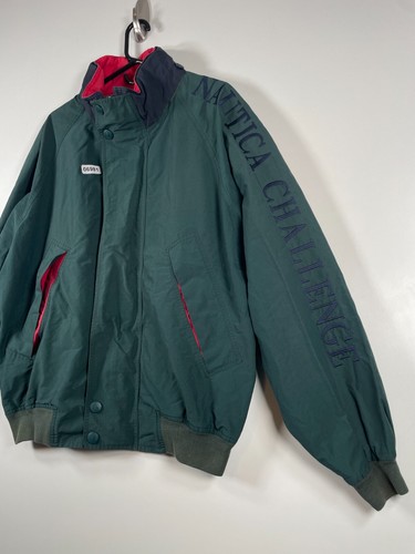 Vtg Nautica Mens J-Class Zip Packable Windbreaker Jacket Green Sz XL 26.5x28.5 - Picture 2 of 24