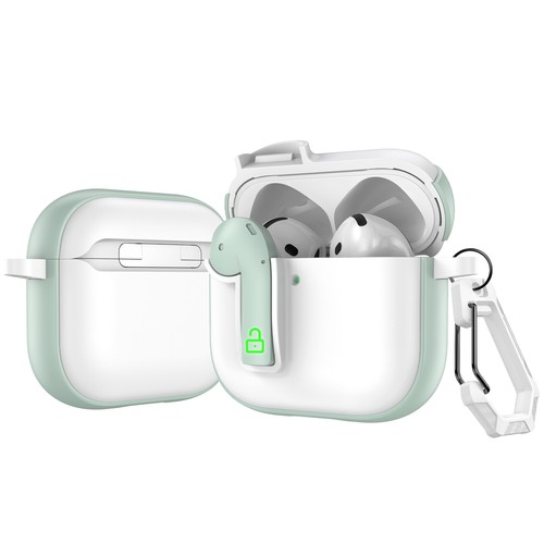 Secure Lock Clip Rugged Shockproof Case w/ keychain For Airpods 4/3/2/1 Pro 1/2 - Picture 16 of 23