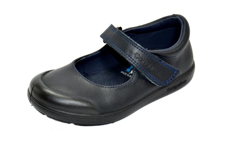 Zapatos colegiales de niña piel lavable azul Conguitos