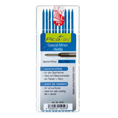 Pica 4041 Set Of 10 Blue Refill Leads for 3030 Automatic Longlife Pencil